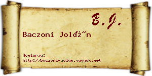 Baczoni Jolán névjegykártya